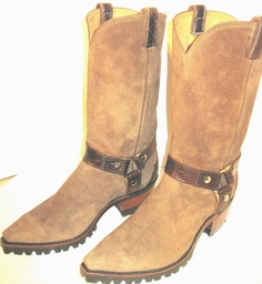 Cowboy Boots-Roughouts beautiful Light Cigar adorned with Alligator Harness